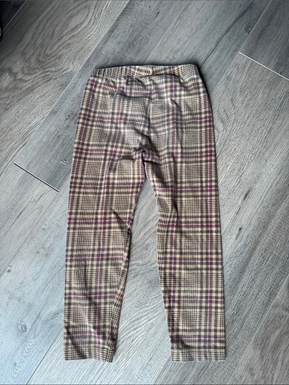 Janie and Jack Coral Pink Peplum Top with Plaid Leggings Set